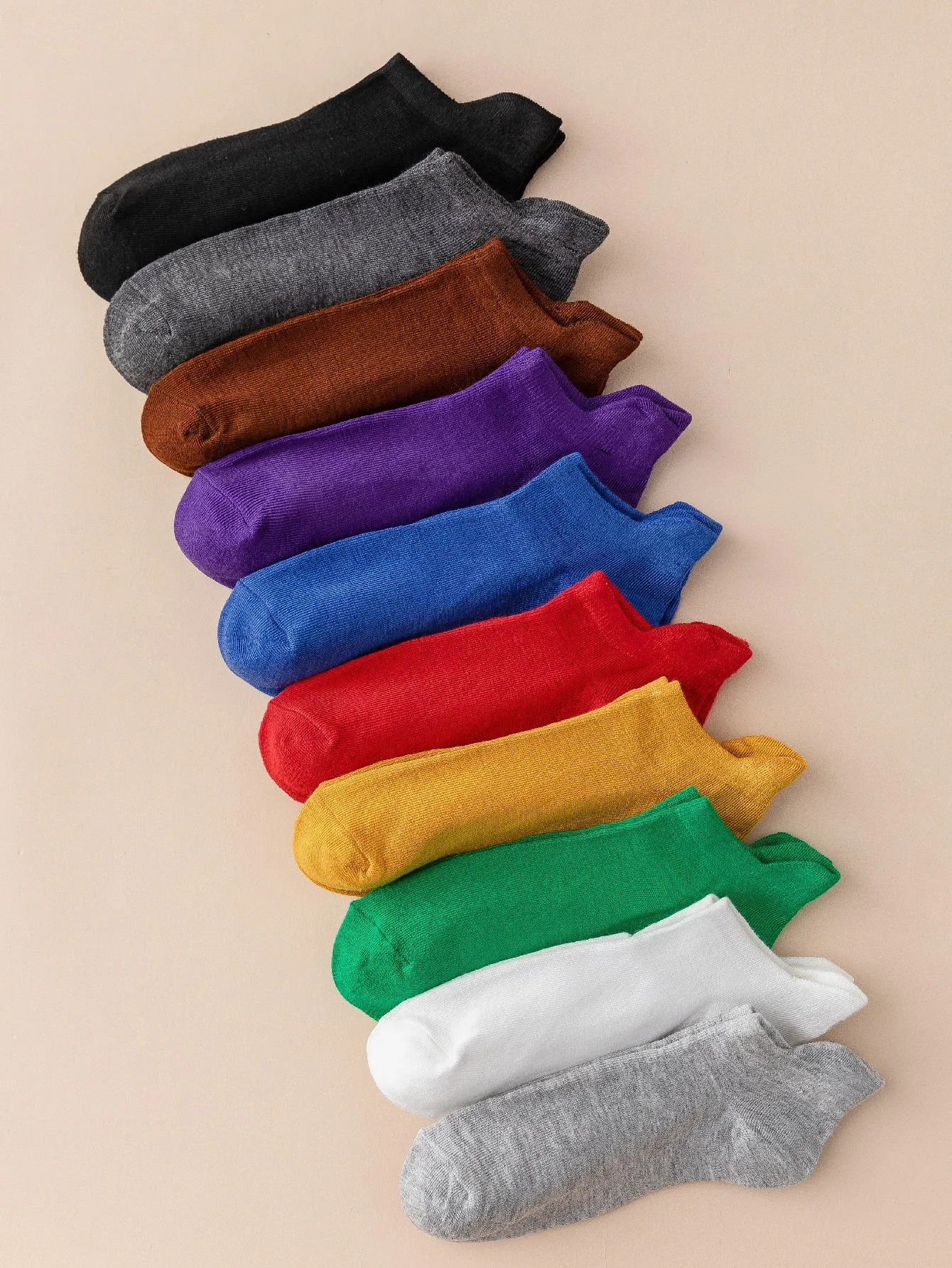 10pairs Solid Ankle Socks