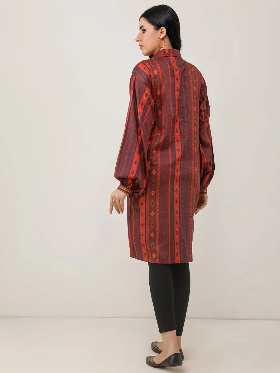 1pc - Stitched Basic Printed Cotton Silk Shirt