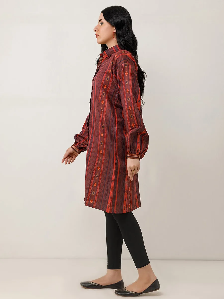 1pc - Stitched Basic Printed Cotton Silk Shirt