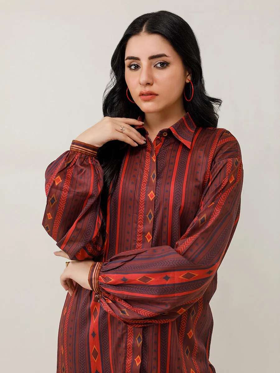 1pc - Stitched Basic Printed Cotton Silk Shirt