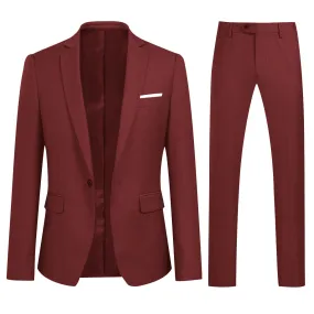 2-Piece Slim Fit Classic Maroon Suit