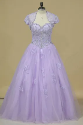 2024 Quinceanera Dresses Sweetheart Tulle With Beads P82YLBPH