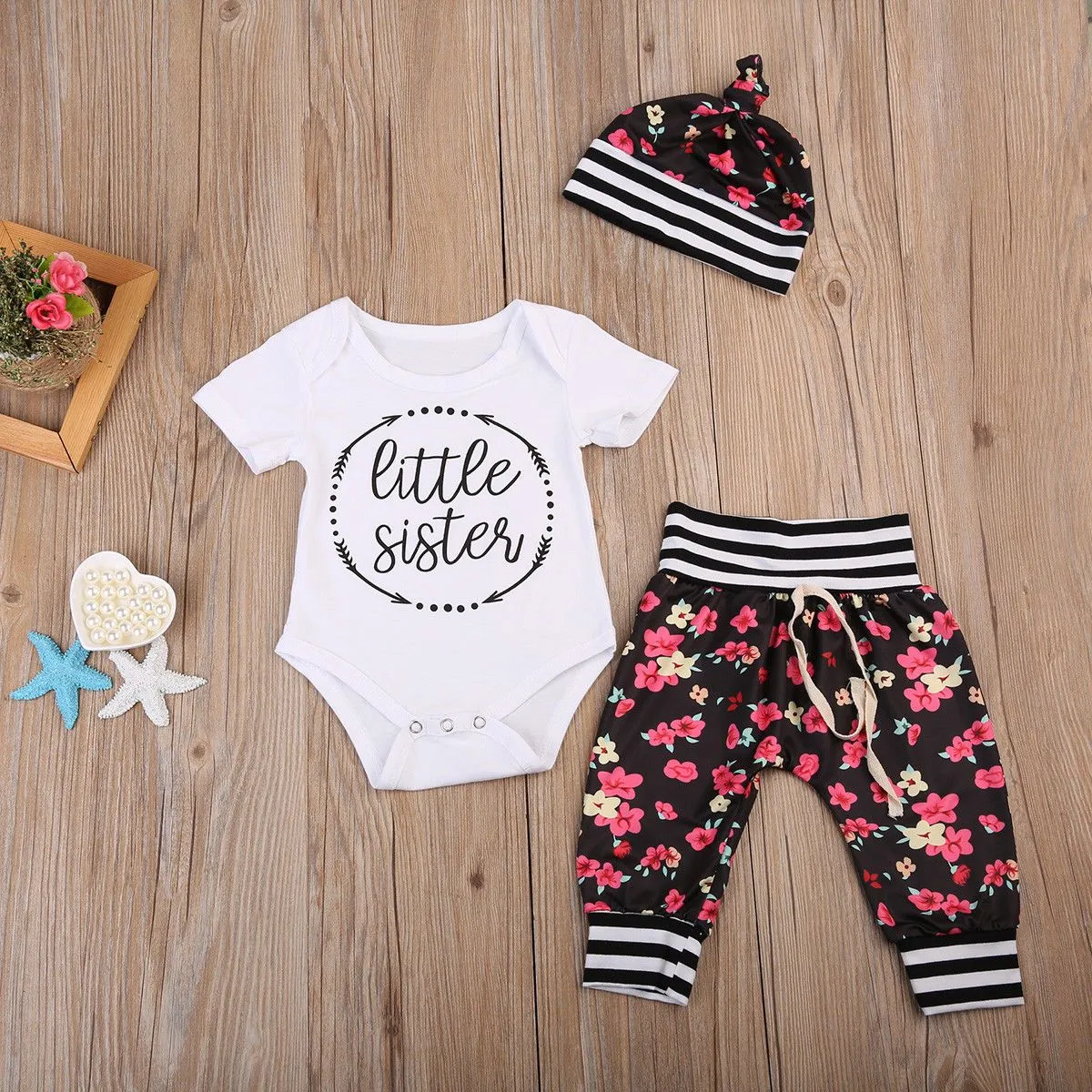 3 piece 'Little Sister' Flower Outfit