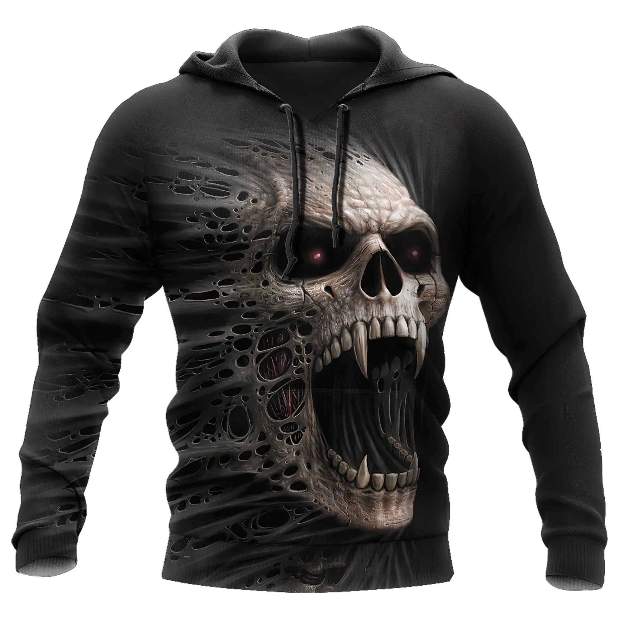 3D All Over Print Skull Hoodie, Sublimation Skull On Hoodies Black Skull Hoodies