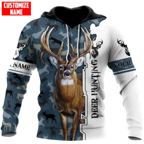 3D All Over Printed Deer Hunting Hoodie, Custom Hoodies With Deer Hunting Light Camo Pattern Hoodie