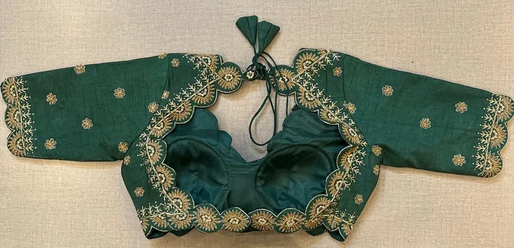 50W501-RO - Exquisite Green Embroidered Designer Blouse