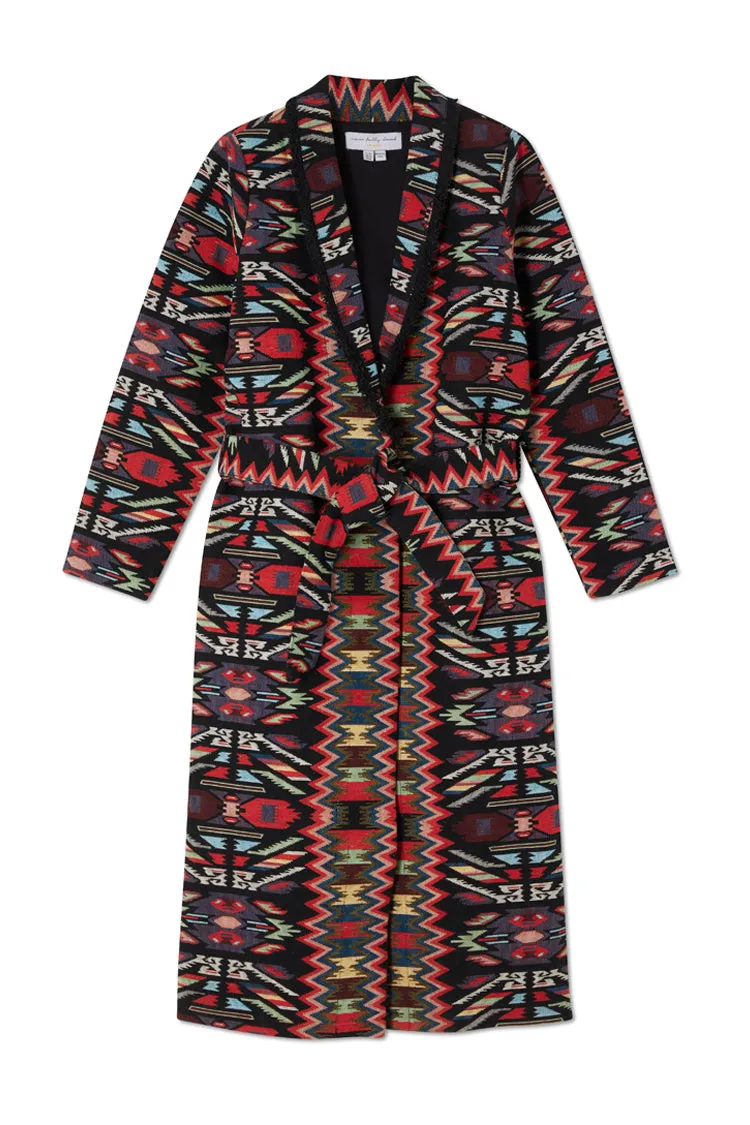 Abstract Print Maxi Coat