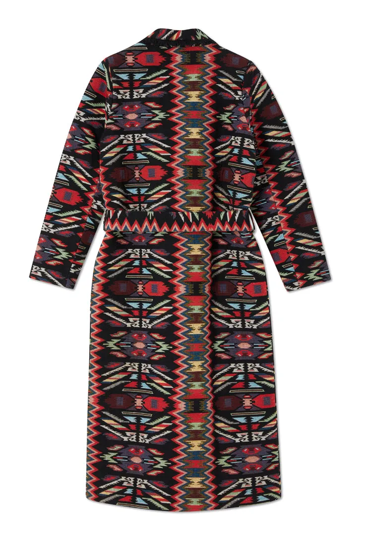 Abstract Print Maxi Coat