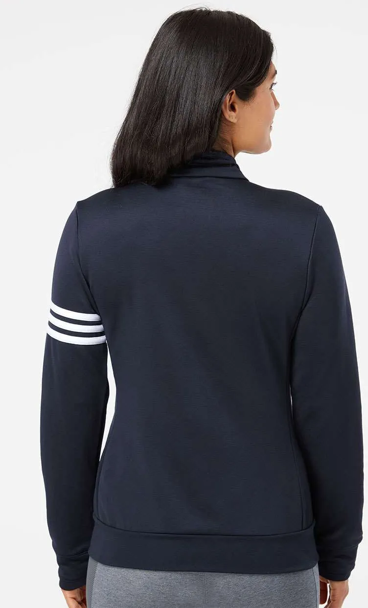 Adidas Ladies ClimaLite 3-Stripes French Terry Quarter Zip Pullover