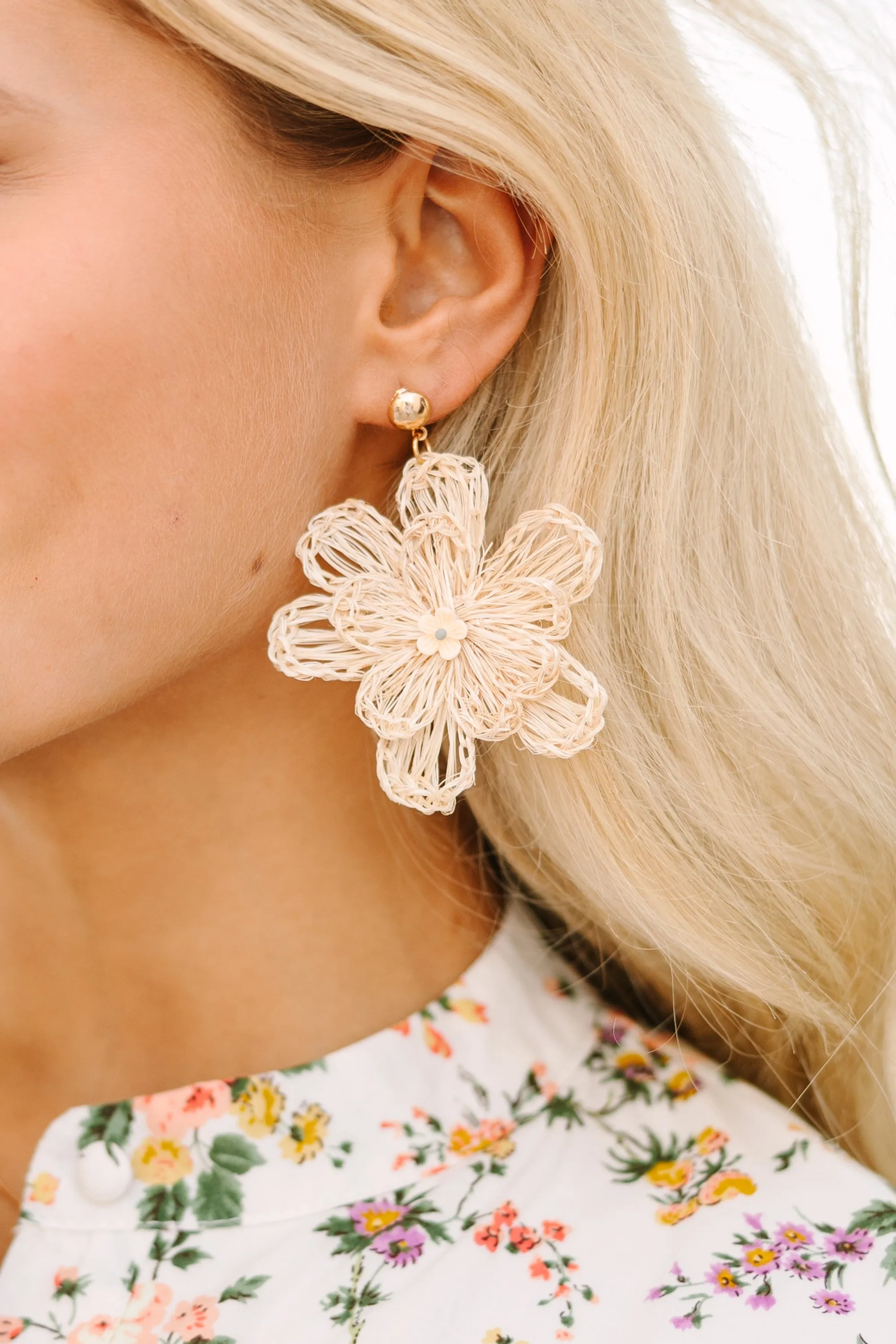 All For You Natural White Flower Earrings