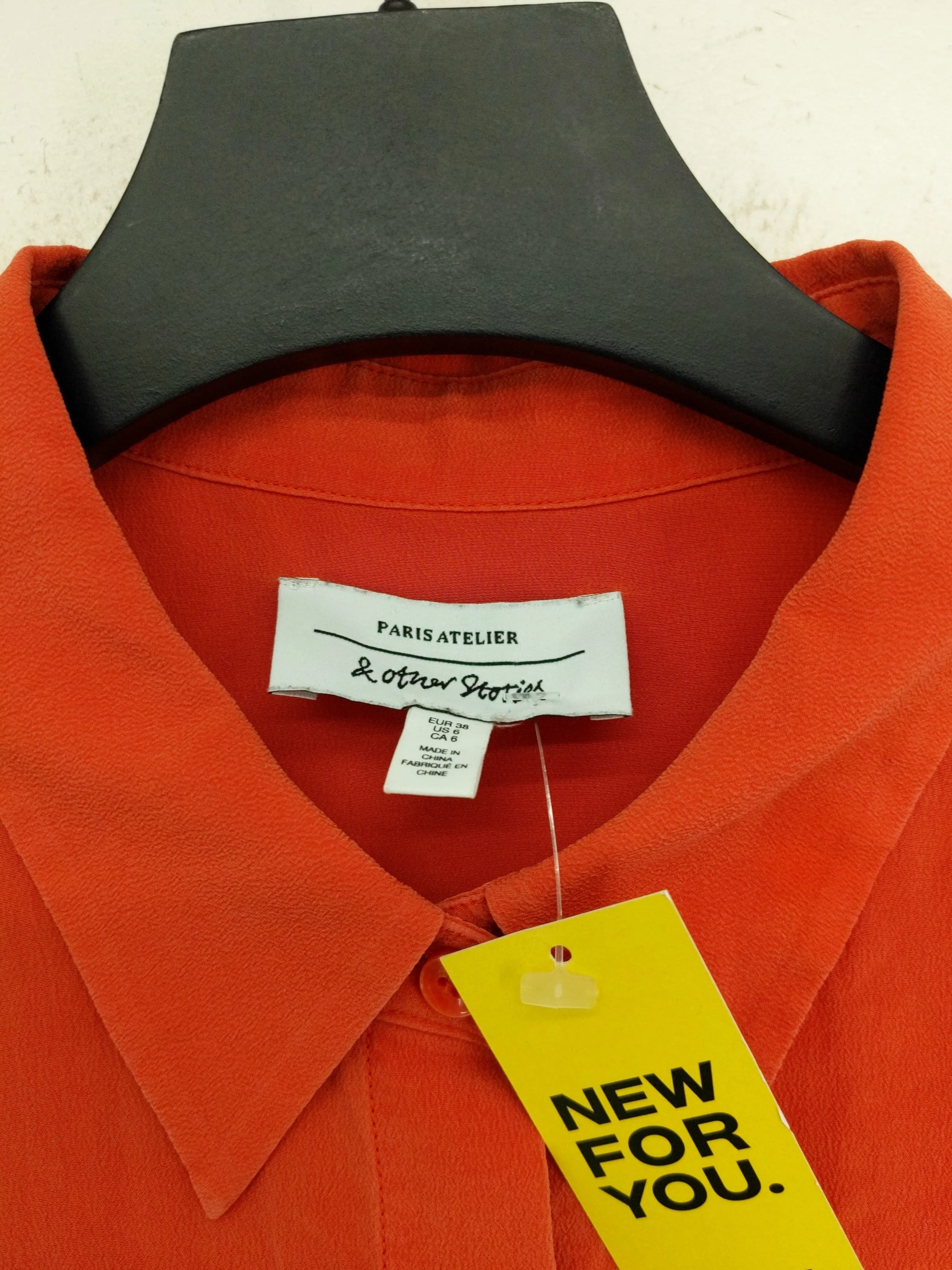 & Other Stories Women's Blouse UK 10 Orange 100% Silk