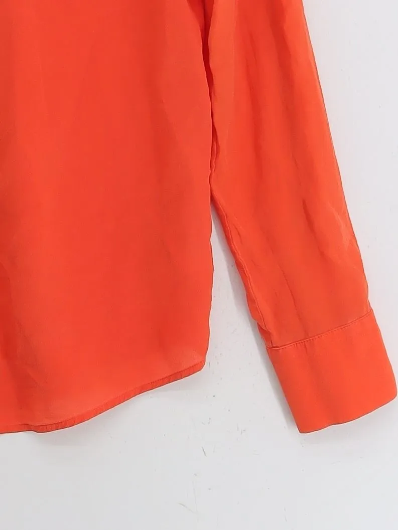 & Other Stories Women's Blouse UK 10 Orange 100% Silk