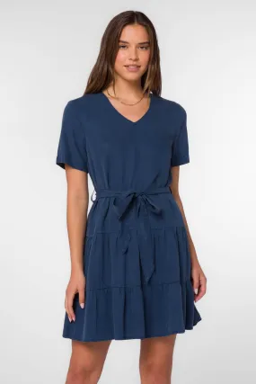 Arrow Short Sleeve Dress in navy by Velvet Heart