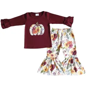 Autumn Pumpkin Floral Outfit - to 14/16 Girls