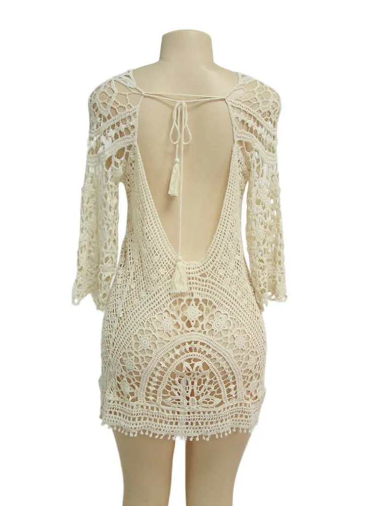 Backless Cut Out Summer Lace Beach Dresses