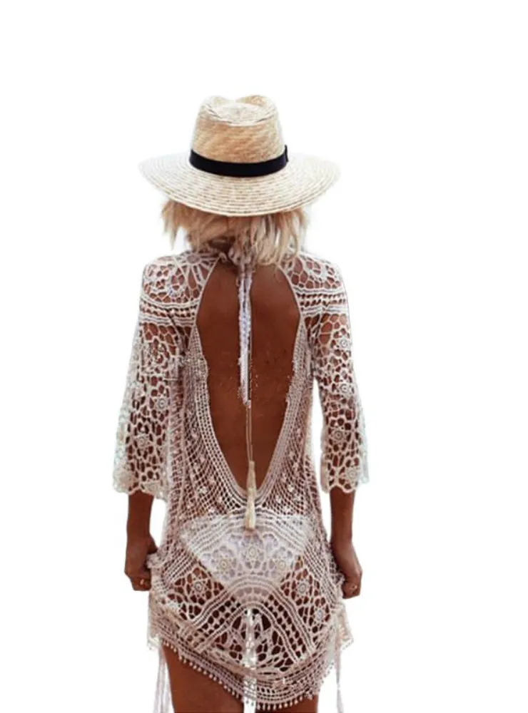 Backless Cut Out Summer Lace Beach Dresses