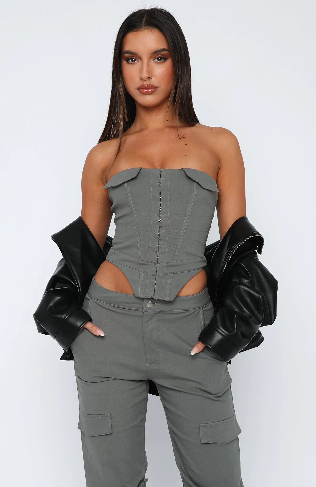 Bad For Me Bustier Slate