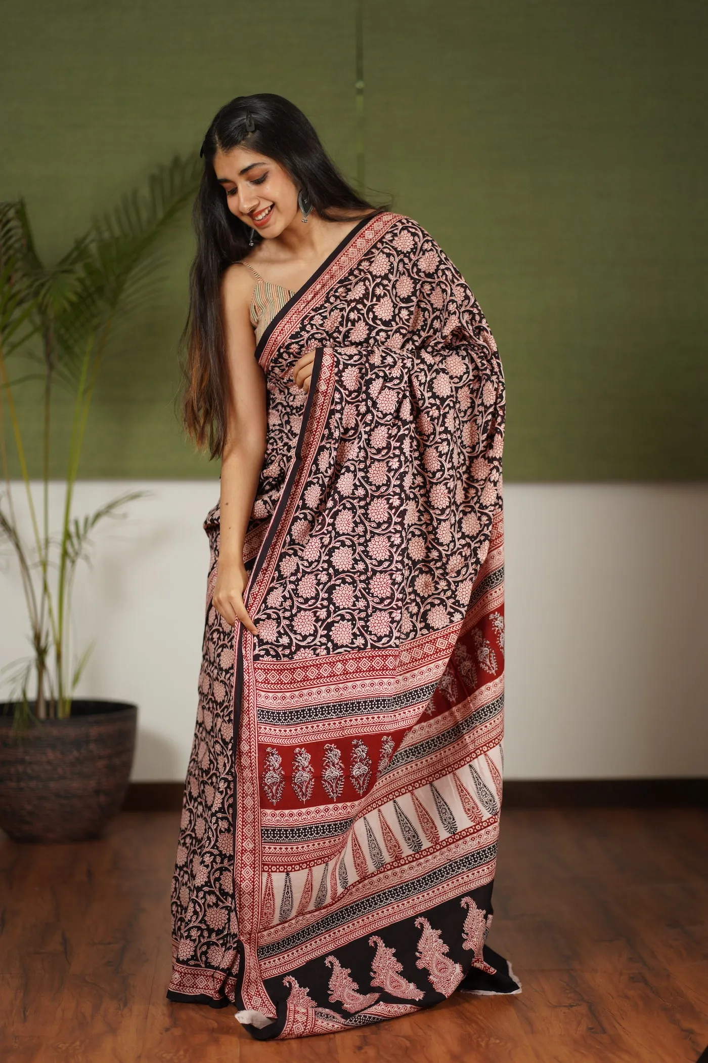 Bagh Hand Block Printed Cotton Saree