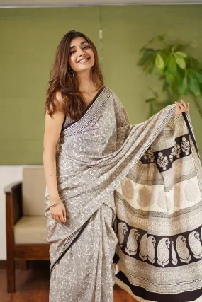 Bagh Hand Block Printed Cotton Saree