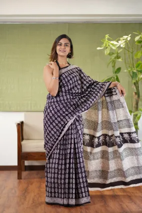 Bagh Hand Block Printed Cotton Saree