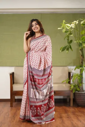 Bagh Hand Block Printed Cotton Saree