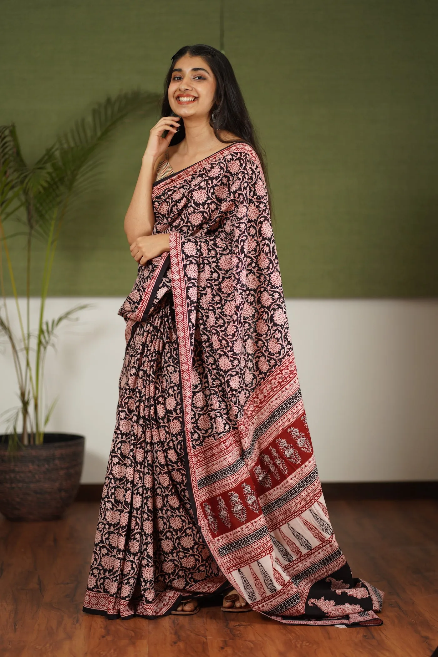 Bagh Hand Block Printed Cotton Saree