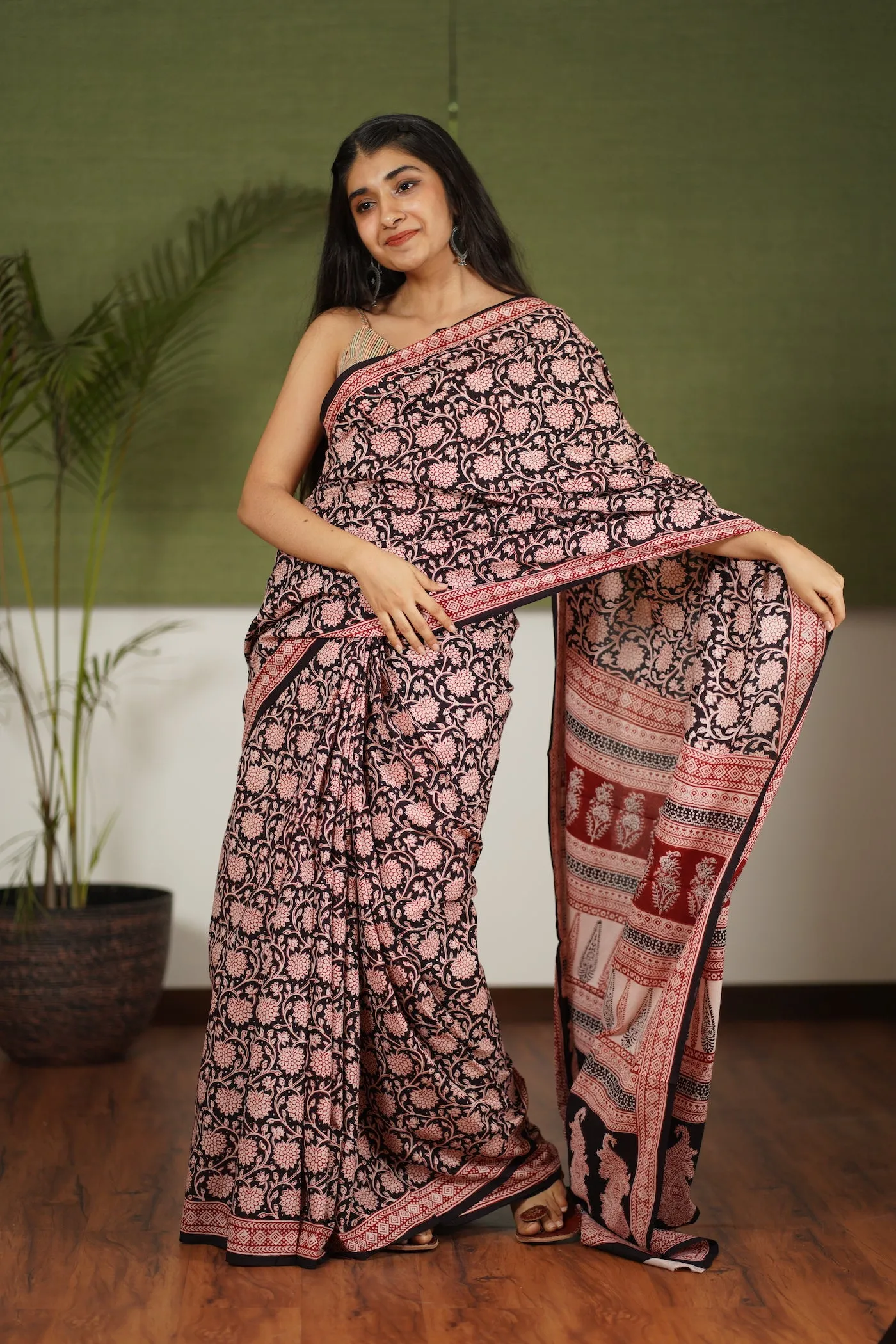 Bagh Hand Block Printed Cotton Saree