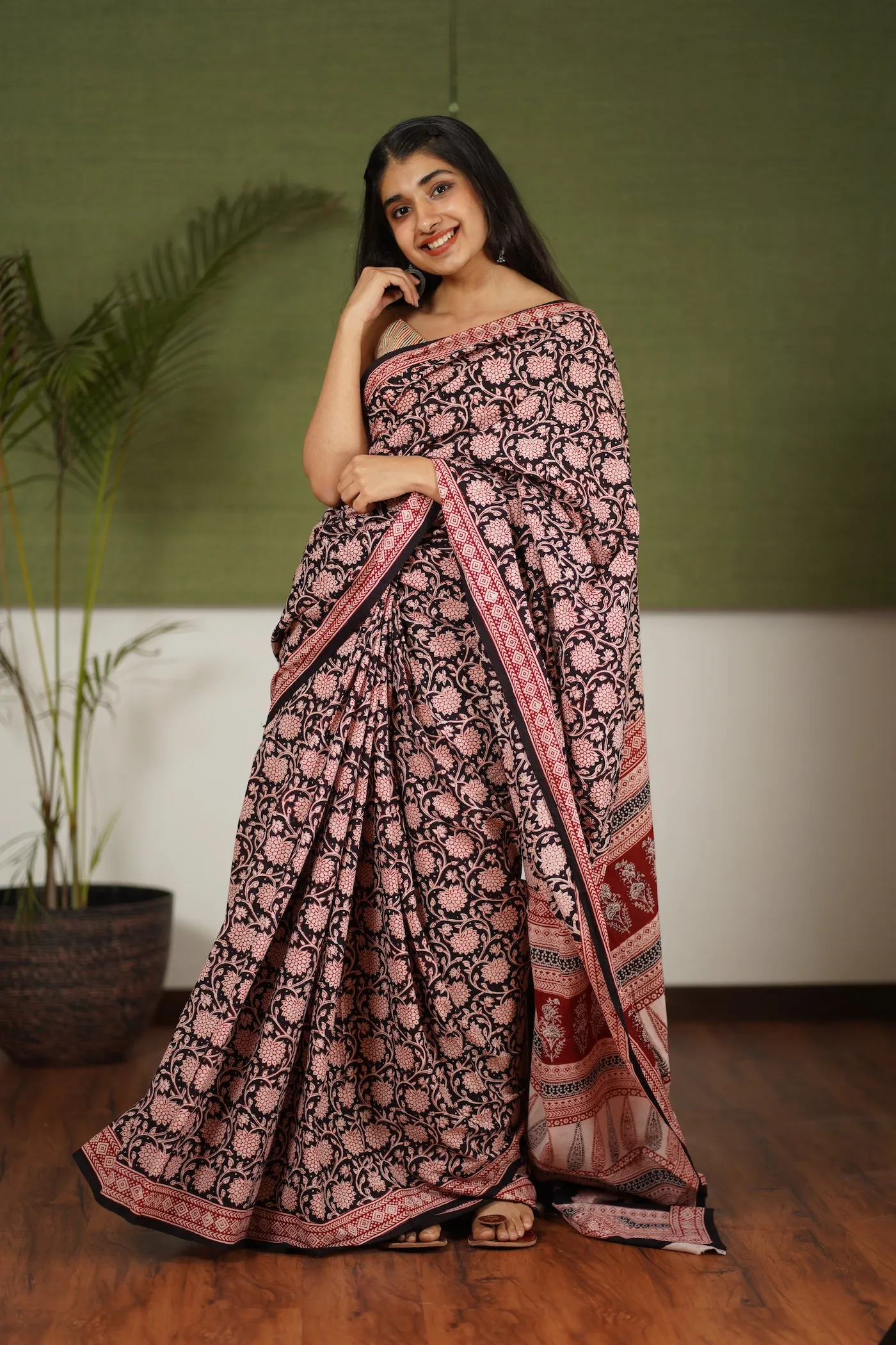 Bagh Hand Block Printed Cotton Saree