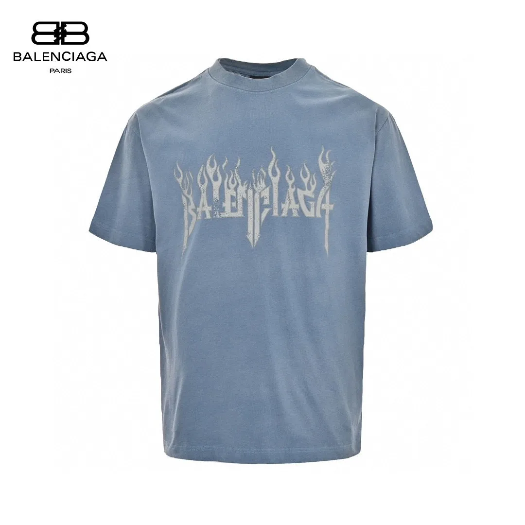 Balenciaga Flame Logo T-Shirt (Blue)