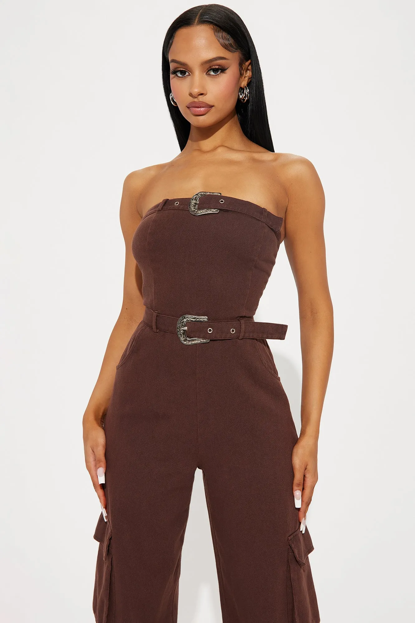 Be Somebody Denim Jumpsuit  - Brown