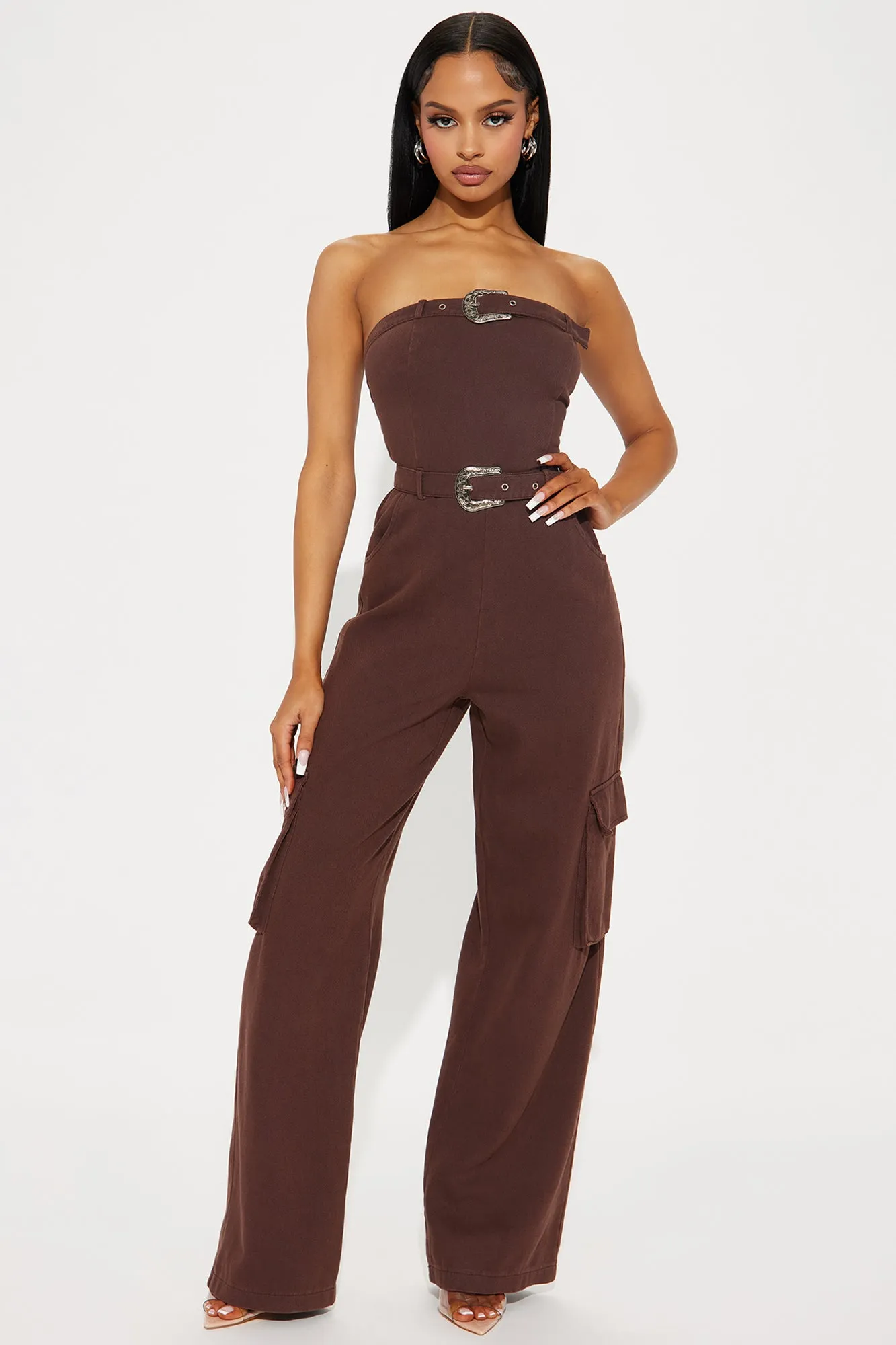 Be Somebody Denim Jumpsuit  - Brown