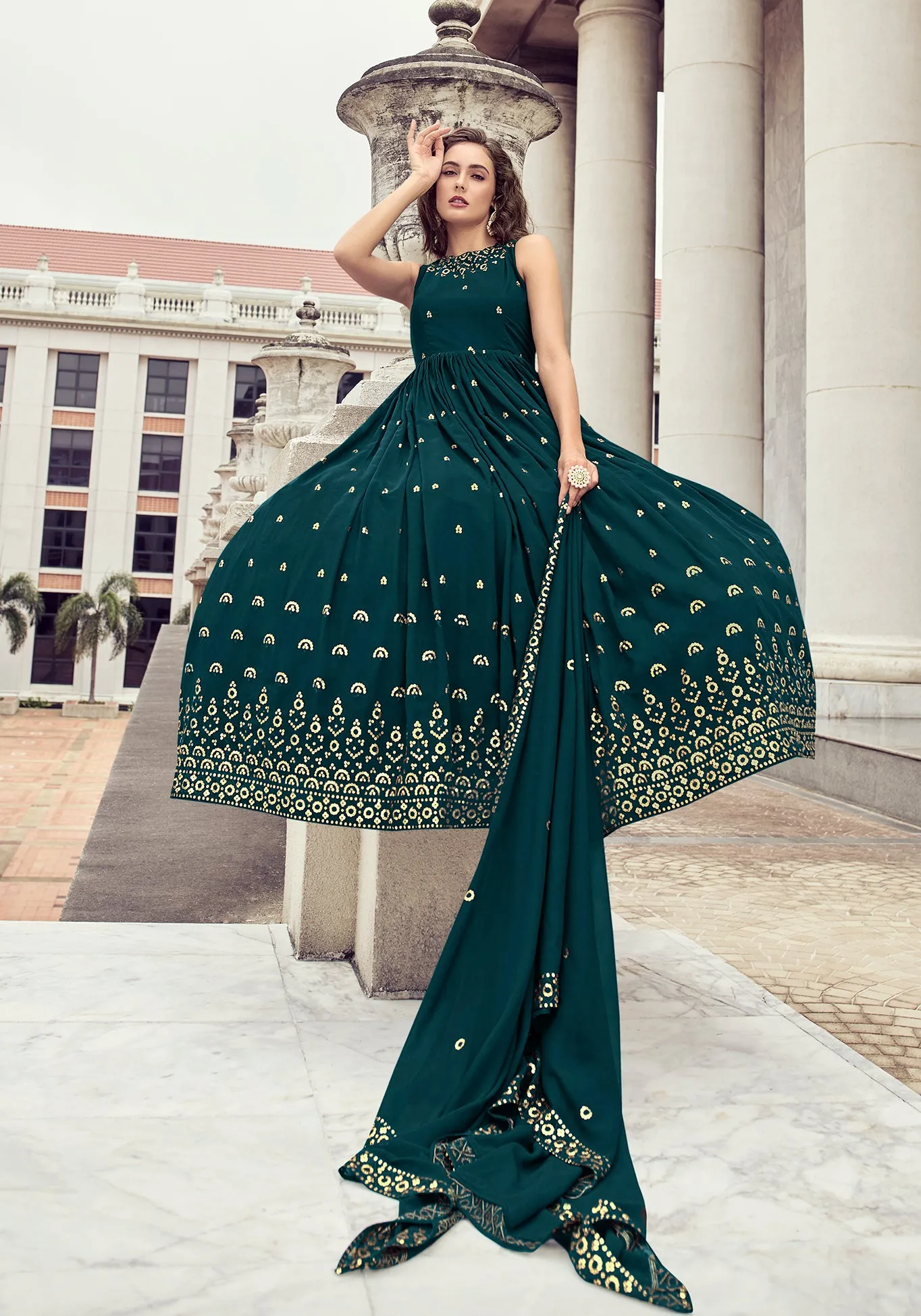 Beautifully designed elegant heavy Anarkali Set - Rent