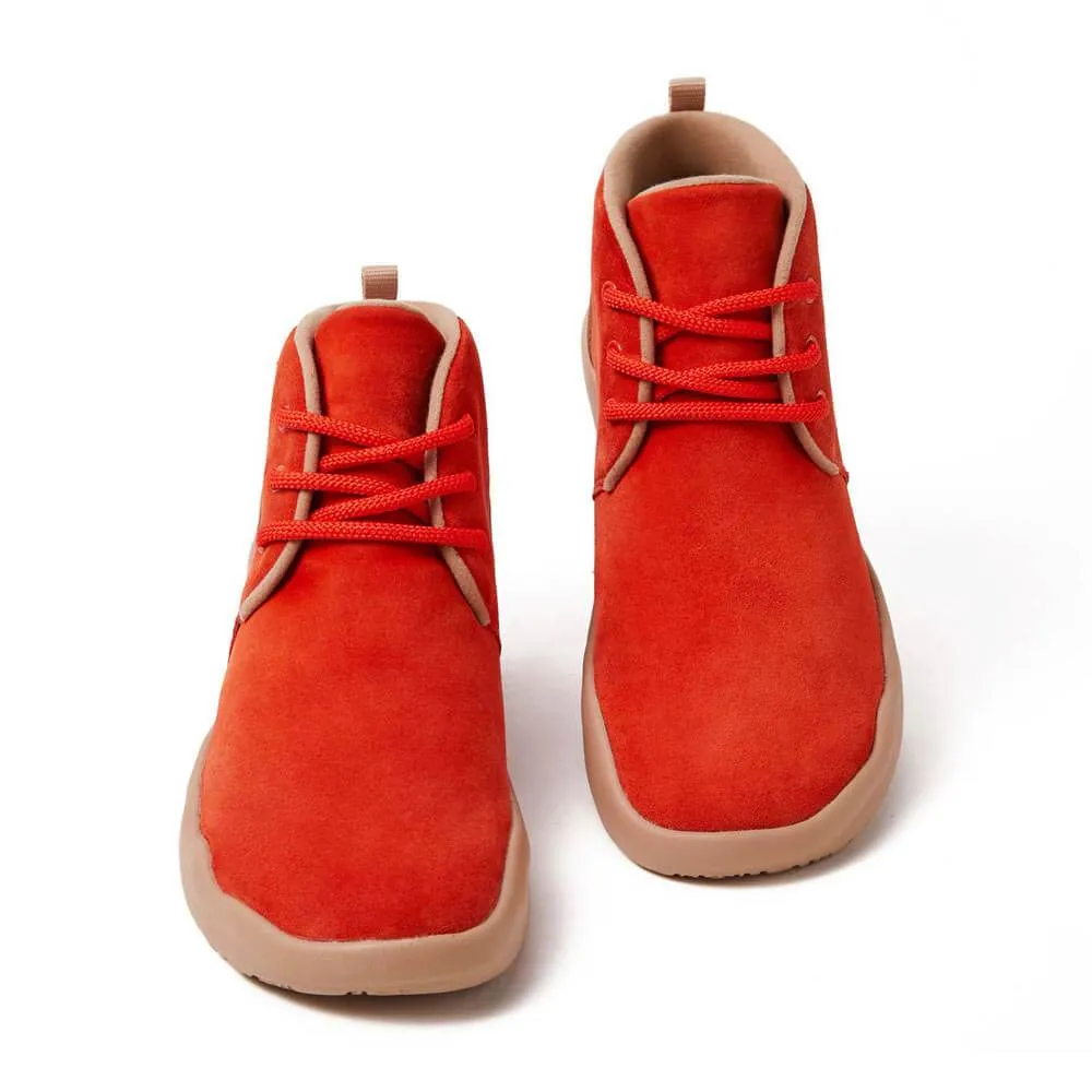 Bilbao Red Cow Suede Lace-up Boots Women