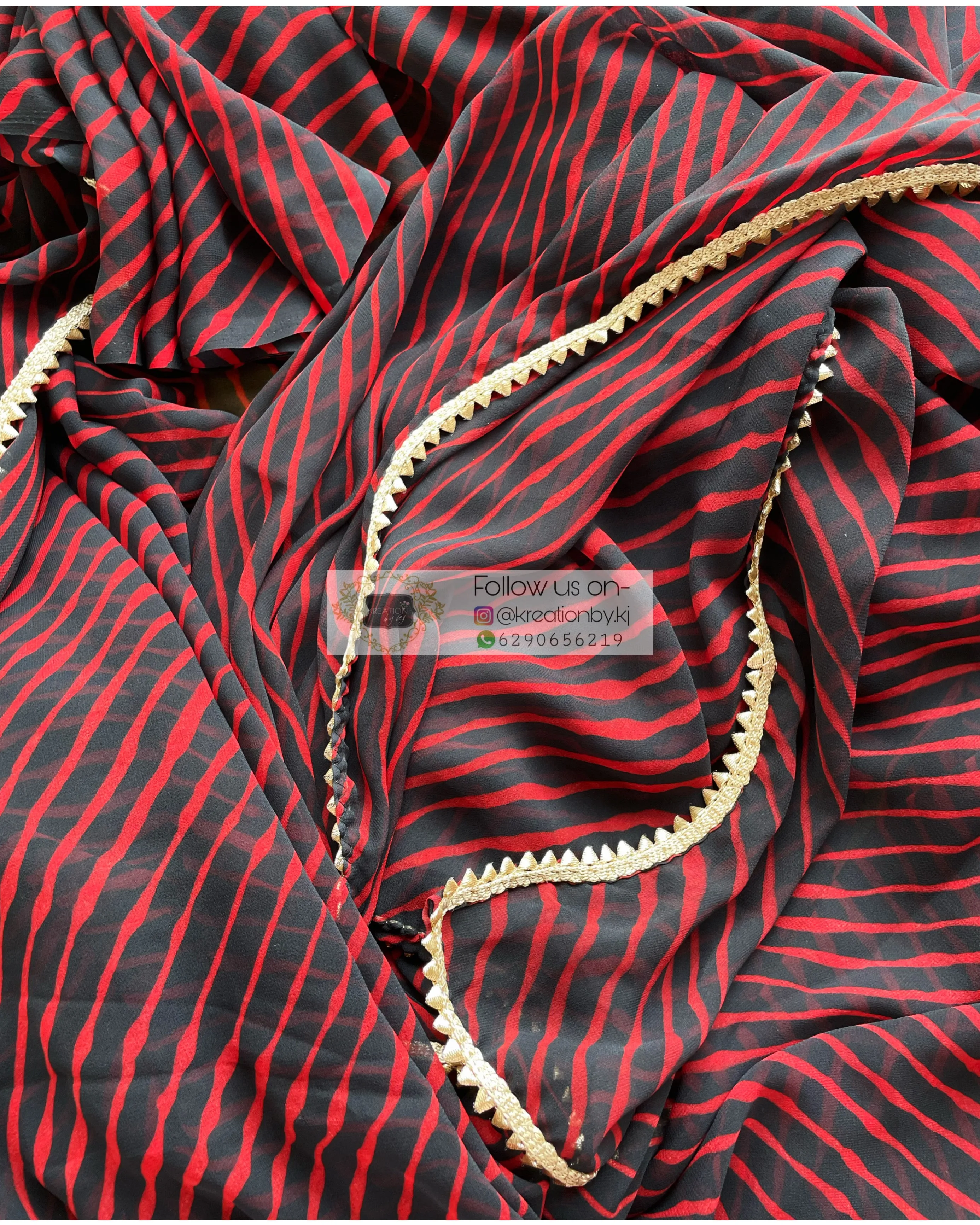 Black and Maroon Georgette Leheriya Saree