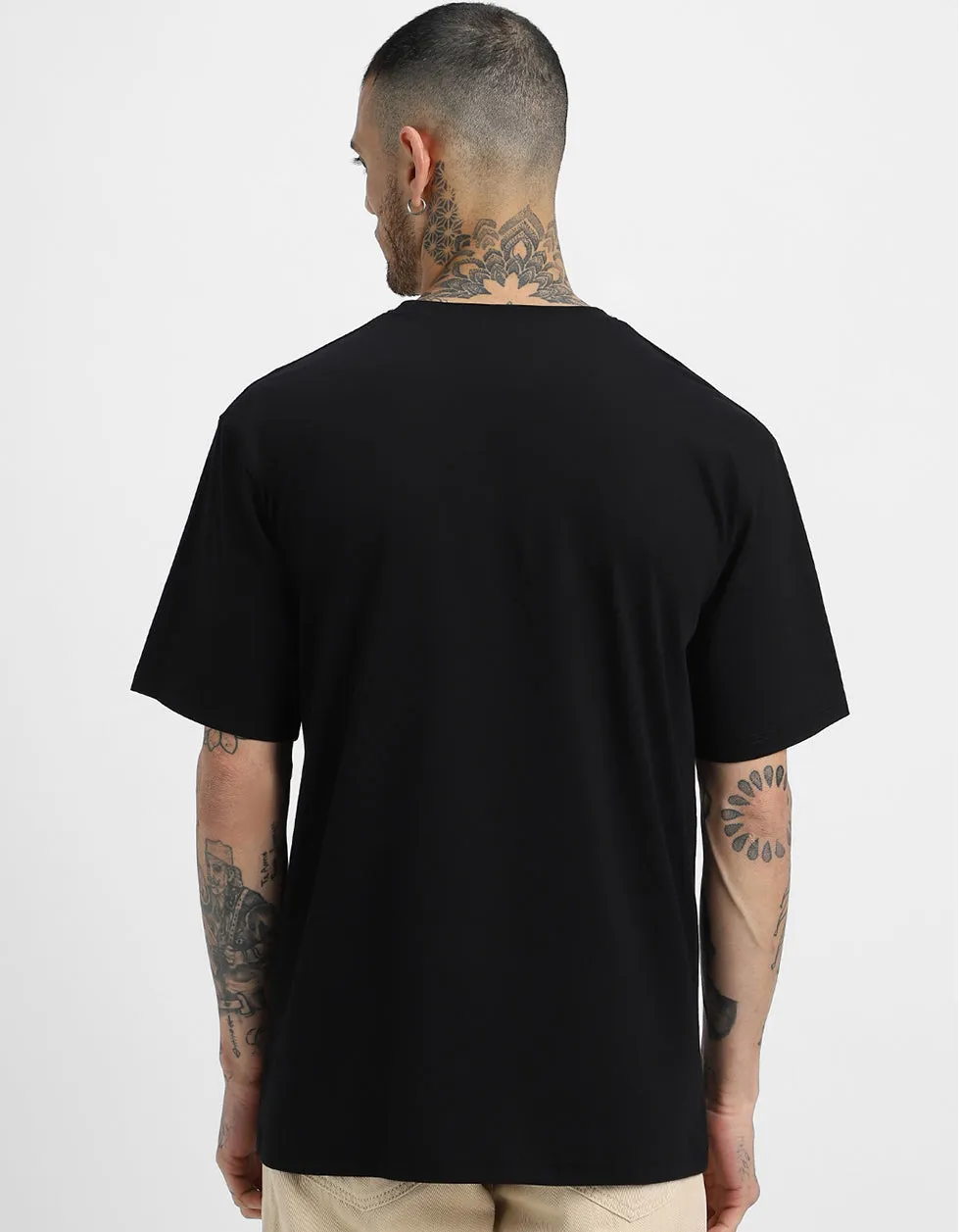 Black Solid Oversized Tshirt