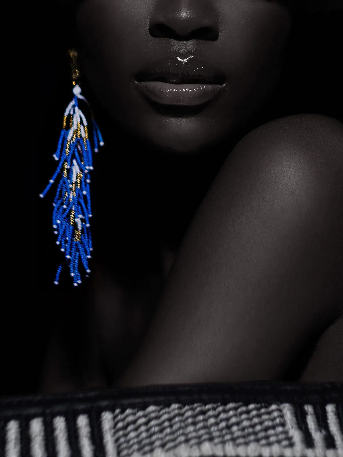 Blue & White Yatta Fringe Earrings