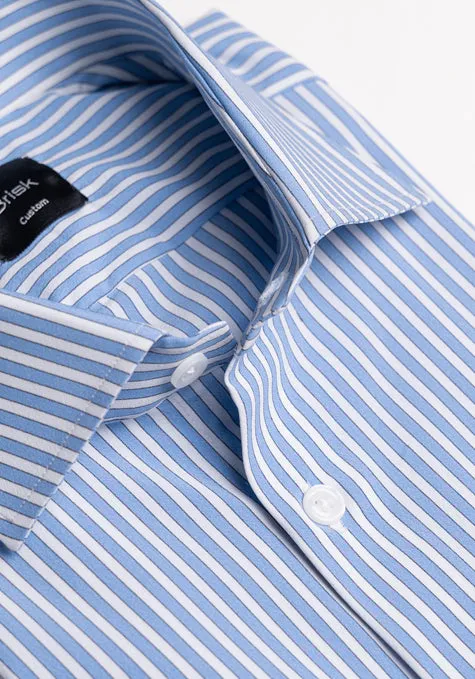 Blue Four-Way Performance Stretch Stripes Shirt - Wrinkle Free