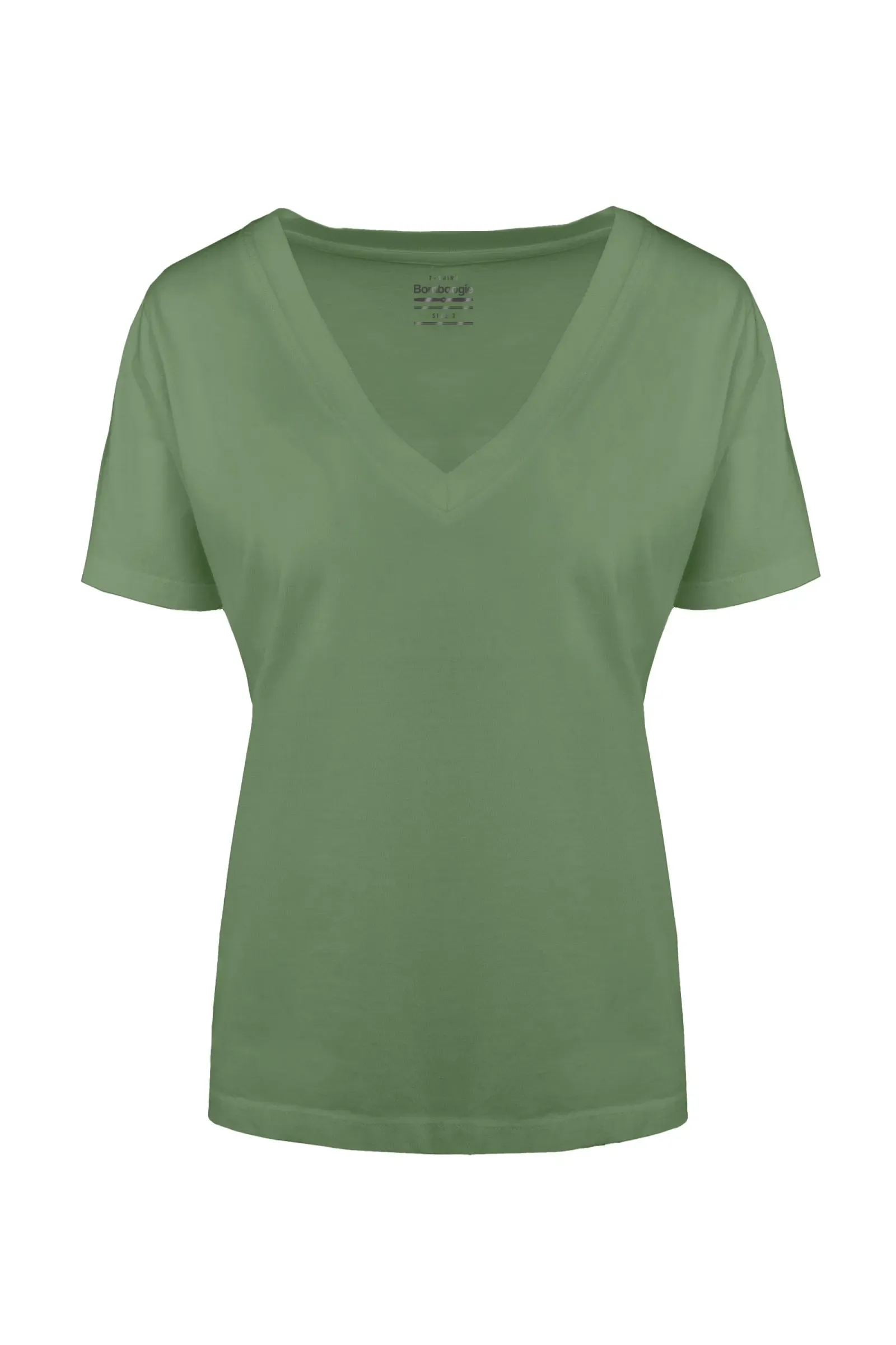 Bomboogie Women's V-neck T-shirt in organic cotton TW7359TJORI 305 wasabi green