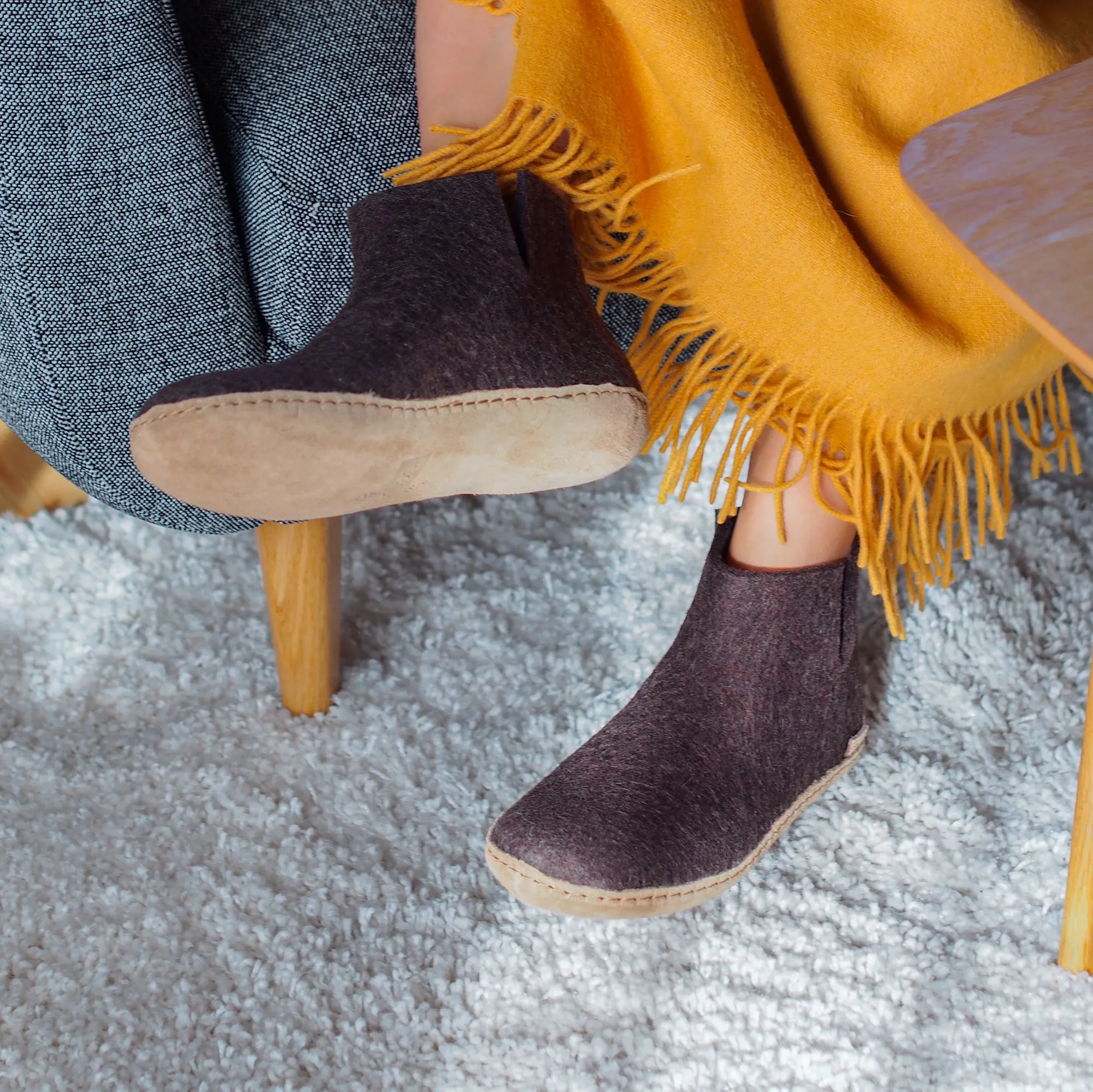 Boot with leather sole - Nature brown