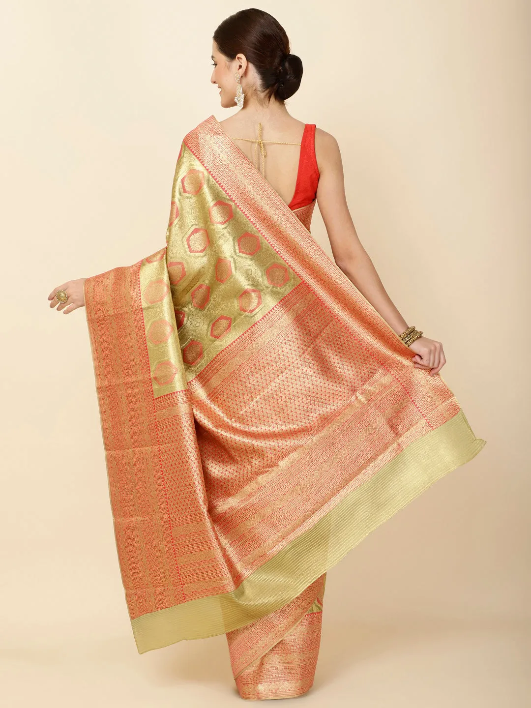 Brocade Zari Jaal Woven Tissue Saree