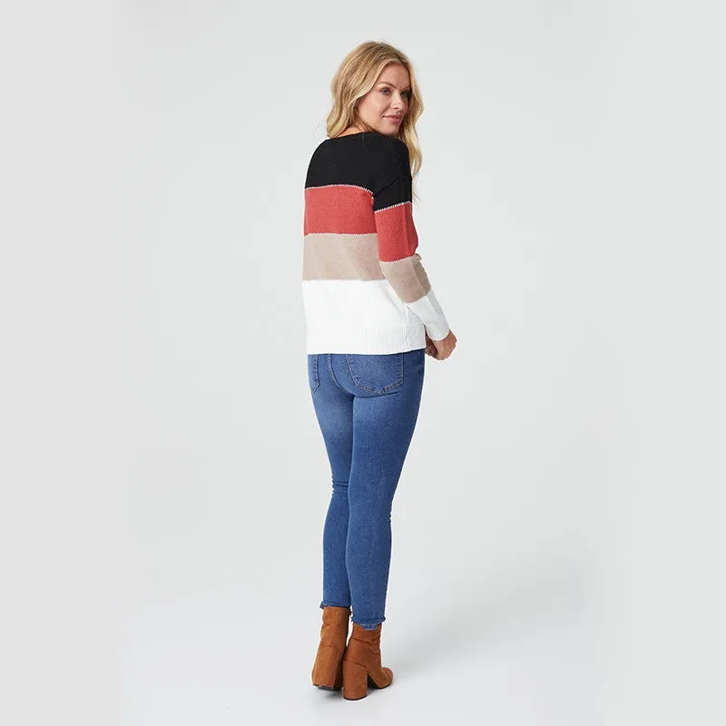 Burnt Orange Striped Long Sleeve Knit