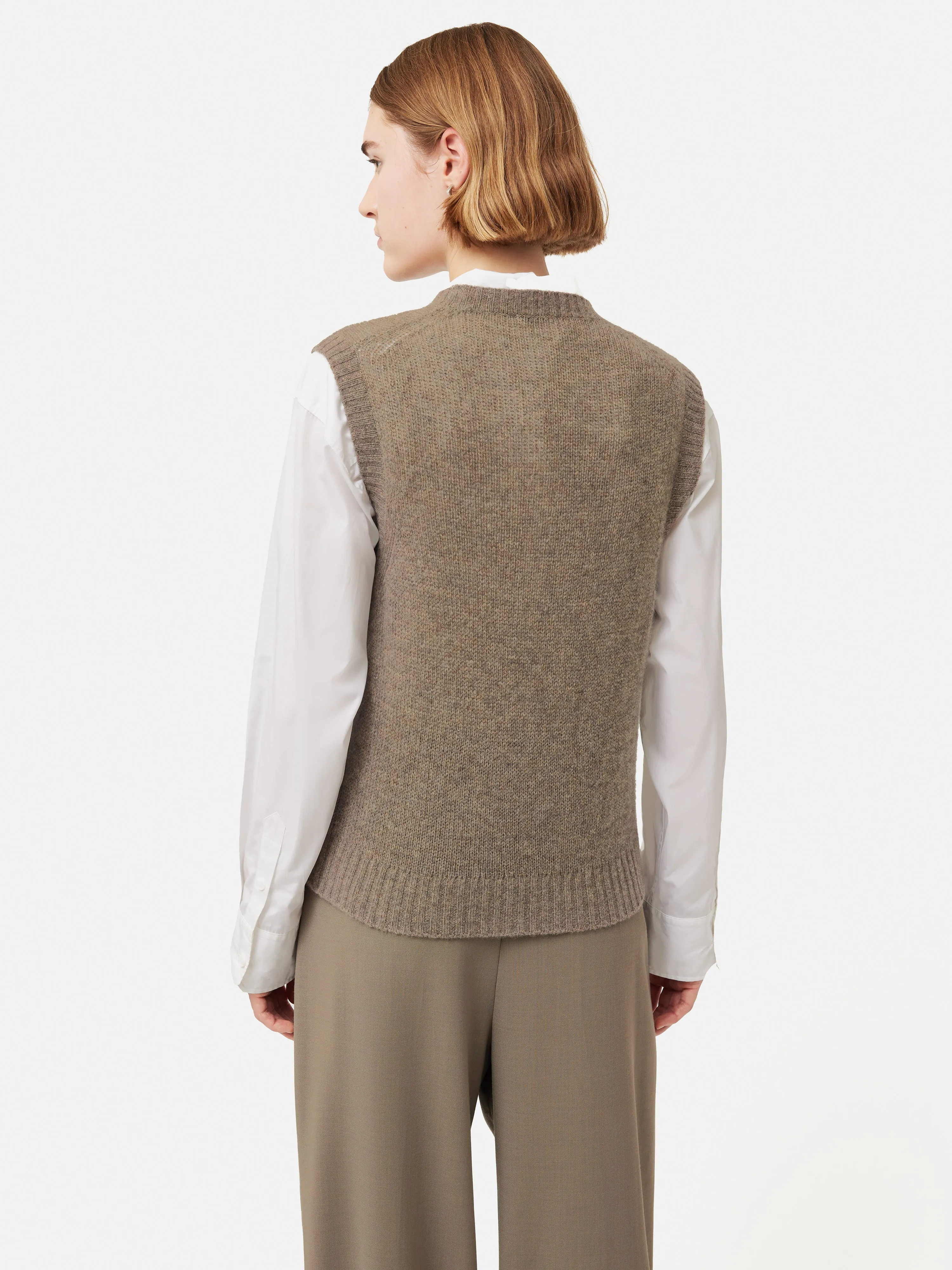 Cashmere Crew Neck Tank | Brown