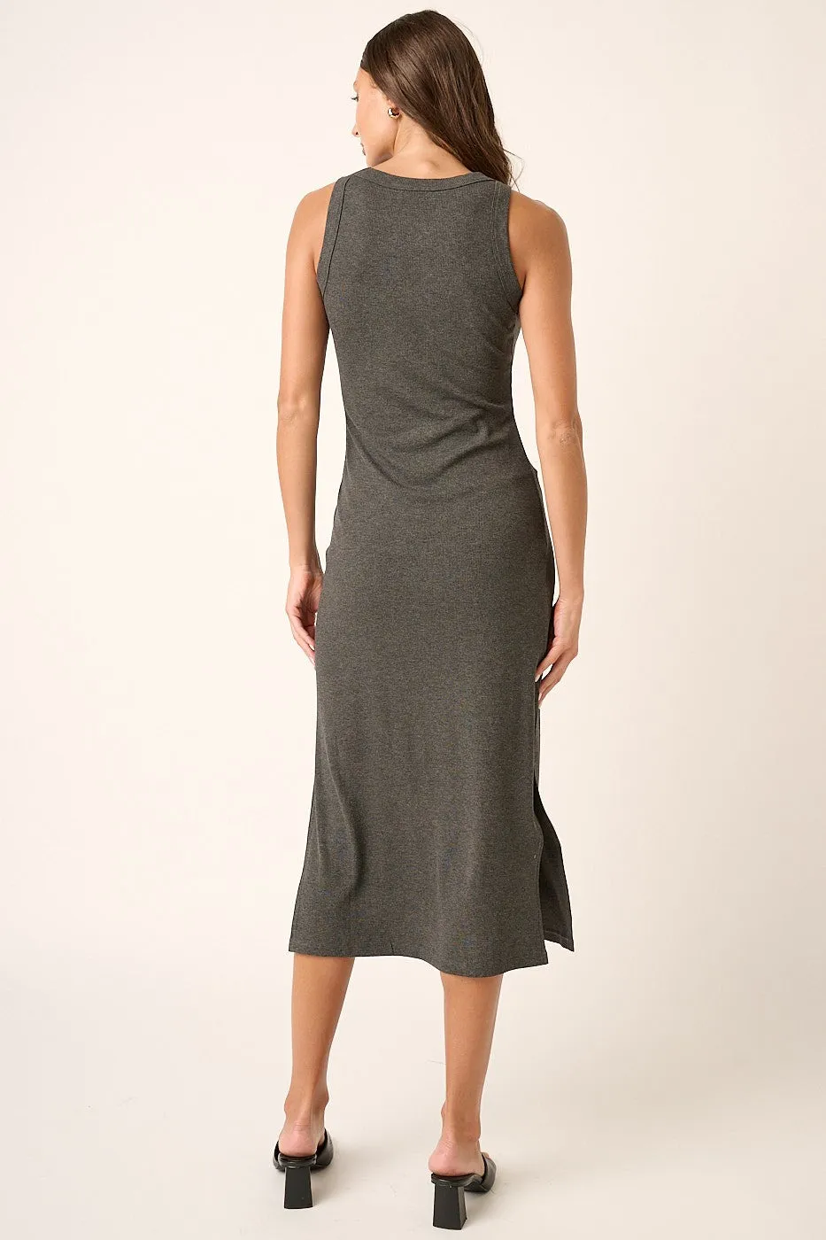 Charcoal Ribbed Side Slit Tank Dress