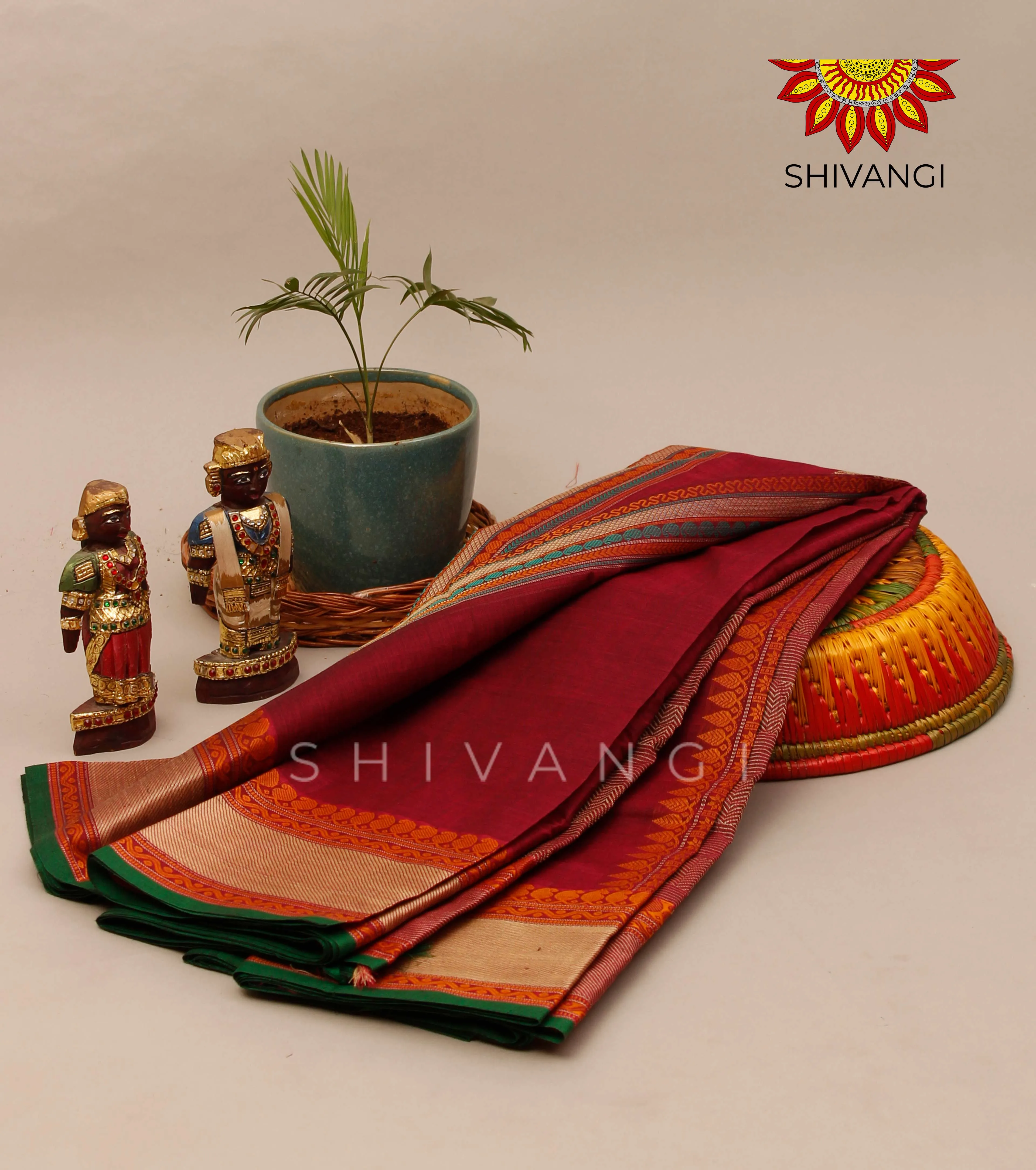 Chettinad Maroon Handloom Cotton saree !!!