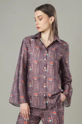 Chic Petals Abstract Floral Bell Shirt For Stylish Women