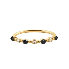 Classic Gigi 3 Diamond Black Ring, Yellow Gold, Size 6.25