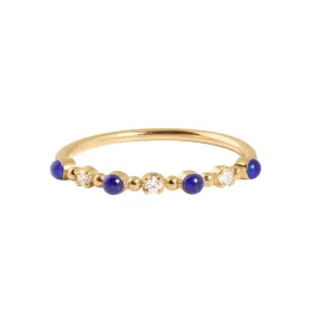 Classic Gigi 3 Diamond Lapis Ring, Yellow Gold, Size 6.75