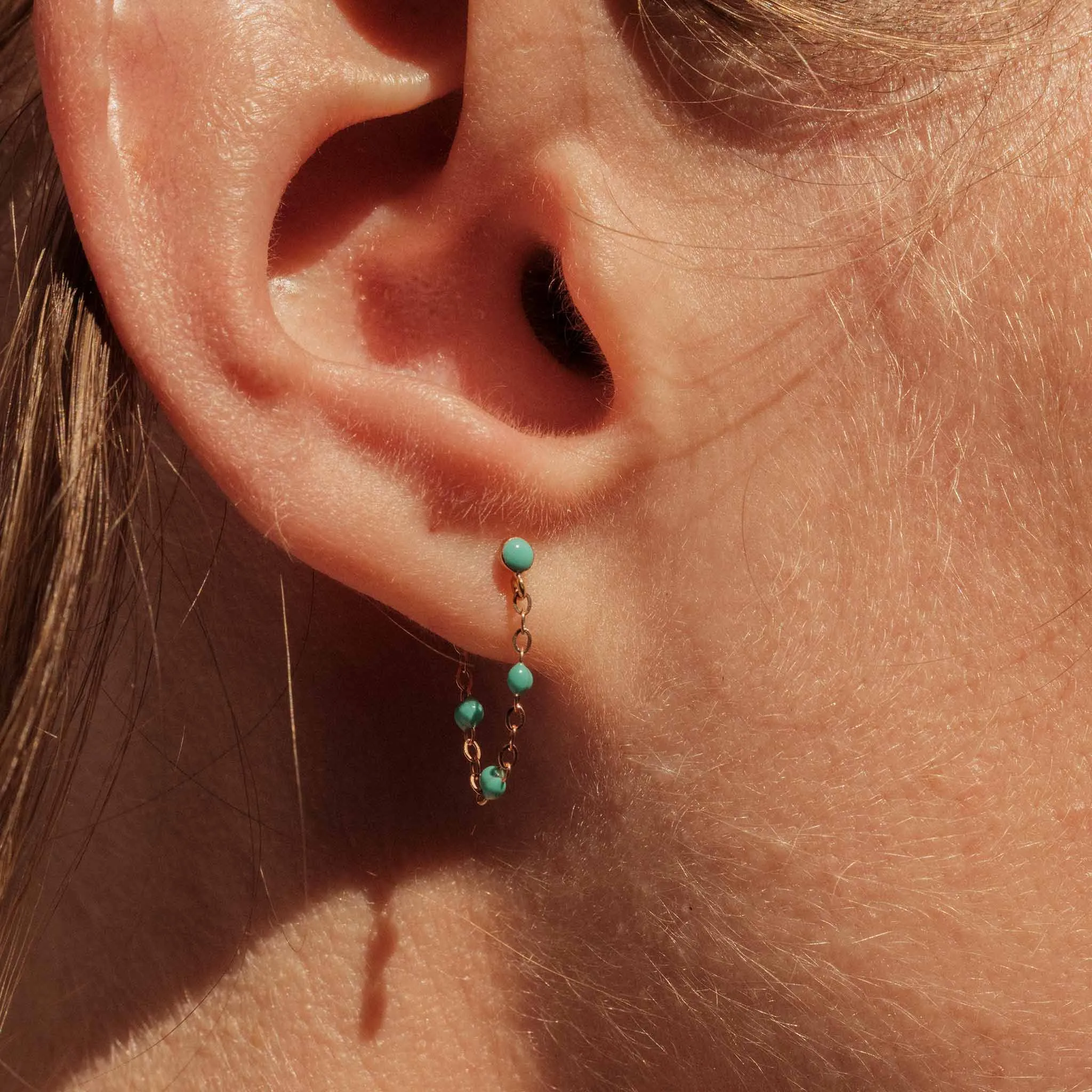 Classic Gigi Turquoise Green earrings, Rose Gold