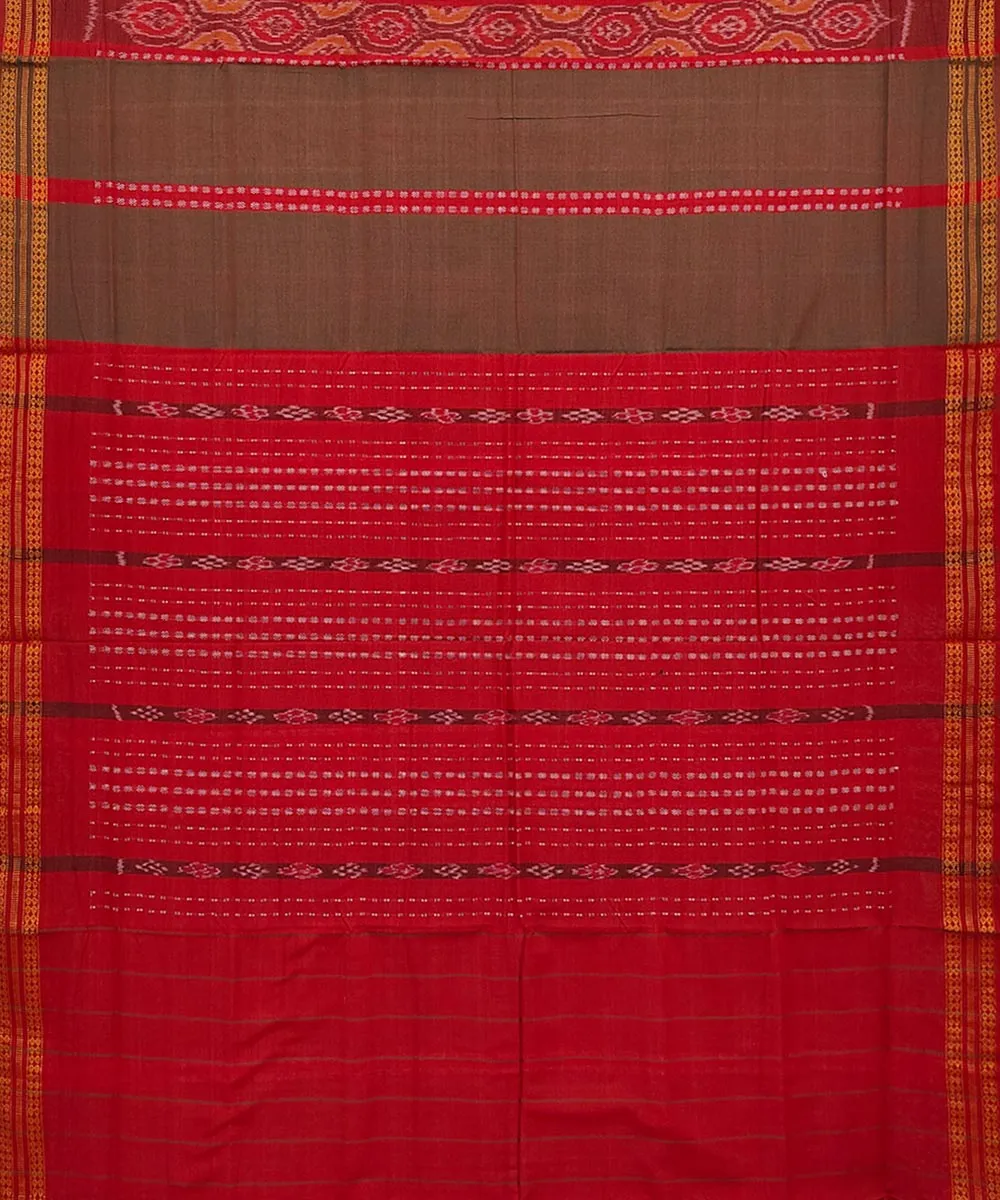 Coffee maroon cotton handwoven bomkai saree