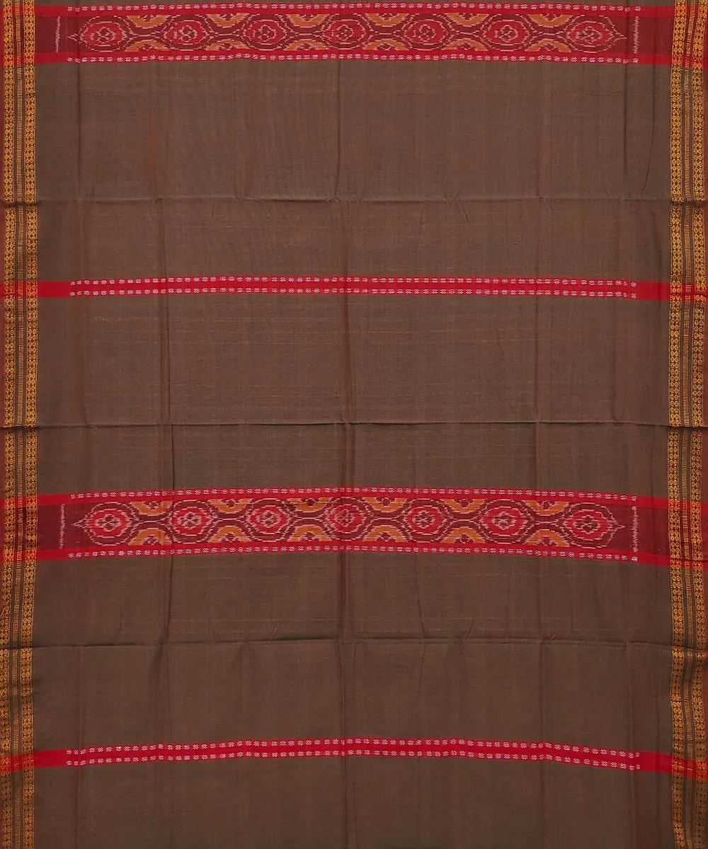 Coffee maroon cotton handwoven bomkai saree